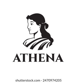 Silhouette illustration of Athena Woman from Greek mythology