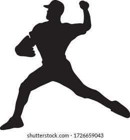 silhouette illustration of a baseball player