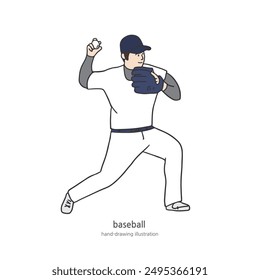 a silhouette illustration of a baseball player, baseball player line illustration