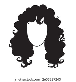 Silhueta ilustração de uma mulher bonita com cabelo encaracolado no fundo branco. Modelo para cabelo encaracolado design de logotipo cosmético. 