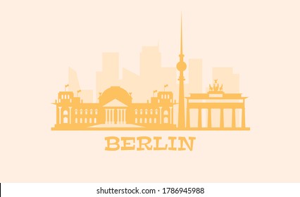 Silhouette and illustration of Berlin. Berlin in the style of minimalism.