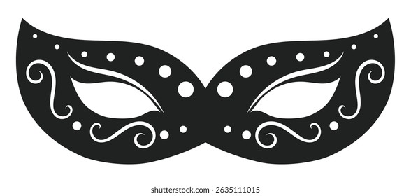 Silhouette illustration of black face mask, festive mask, cover mask, carnival black mask. Flat vector