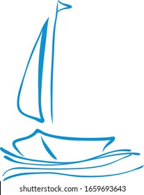 Silhouette Illustration Blue Sailboat Stock Vector (Royalty Free ...
