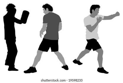Silhouette / illustration of boxer training