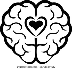Silhouette illustration of a brain combined with a heart medical concept artwork