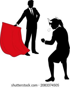 Silhouette illustration of a bullfighting businessman