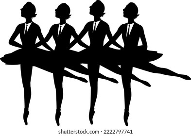 Silhouette illustration of a businessman dancing ballet