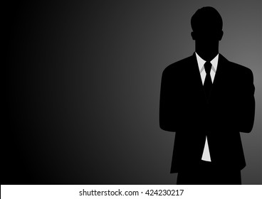 Silhouette illustration of a businessman on dark background