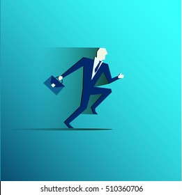 Silhouette illustration of a businessman running with briefcase, business, energetic, dynamic concept. Business concept