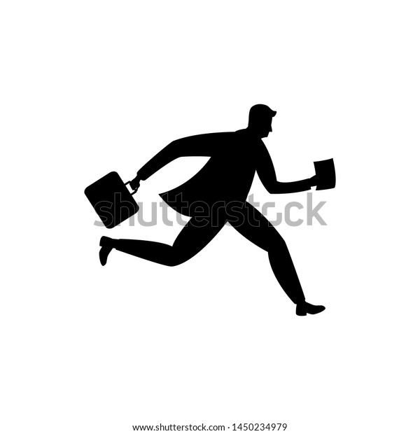 Silhouette Illustration Businessman Running Briefcase Vector Stock 