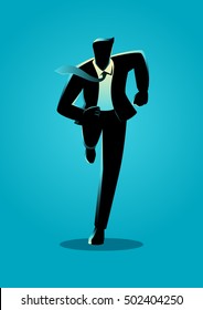 Silhouette illustration of a businessman running, business, energetic, dynamic concept