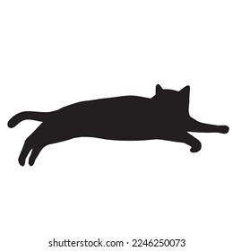 Silhouette Illustration von Katze, die bequem hinunterliegt