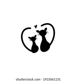 Silhouette illustration of a cat. Mammal animal silhouette. Can be used for sticker and pattern designs.