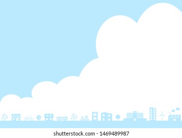 silhouette illustration of city and inbound cloud in the sky