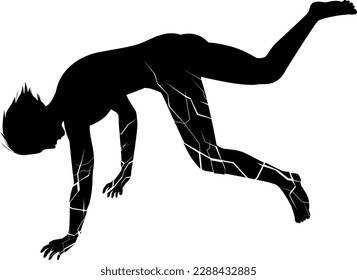 Ilustración de silueta de un hombre que colapsa