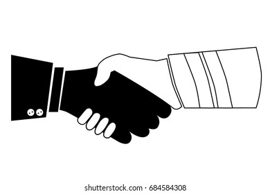 Silhouette Illustration, Cooperation Between Executive / Boss with Worker / Labour