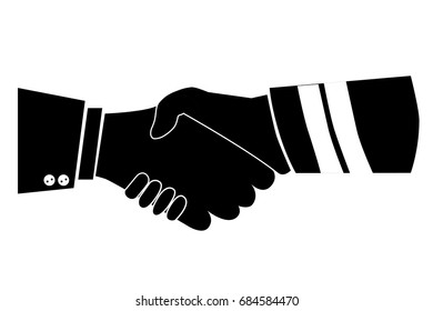 Silhouette Illustration, Cooperation Between Executive / Boss with Worker / Labour