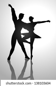 Silhouette Illustration of a couple ballet dancing