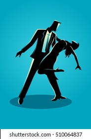 Silhouette illustration of a couple dancing