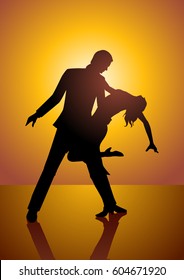 Silhouette illustration of a couple dancing