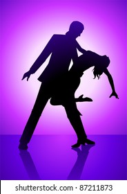 Silhouette illustration of a couple dancing