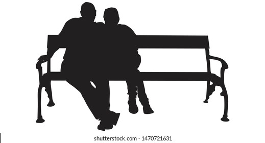 ベンチに座っているカップルのシルエットイラスト のベクター画像素材 ロイヤリティフリー Shutterstock