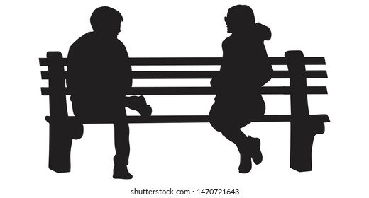 Silhouette illustration of a couple sitting on a bench