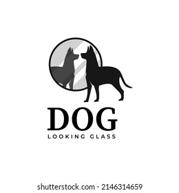 Silhouette Illustration Of Curious Dog Looking In The Mirror,image Of A Dog In The Mirror Vector Design