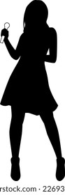 Silhouette illustration of a dancing female idol