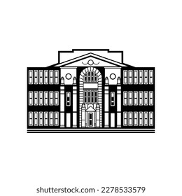 Silhouette illustration different variants of classical school building in a flat style