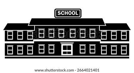 Silhouette illustration different variants of classical school building in a flat style.