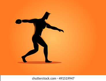 Silhouette illustration of a discus throw athlete