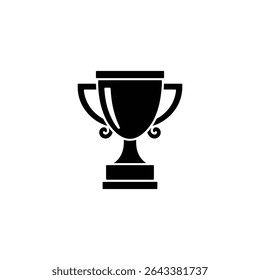 Silhouette illustration displays a classic trophy design, featuring a sleek body, elegant handles, and a sturdy base, presented in black against a white backdrop.