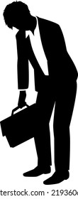 Silhouette illustration of a drunk male businessman