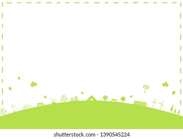 silhouette illustration of ecology park scenery