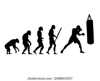 Silhouette illustration of Evolution and the pinnacle of evolution is the BOXER.