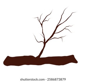 silhouette illustration of a fallen tree trunk and branches