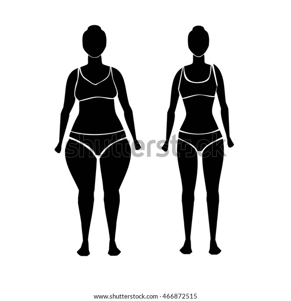 Silhouette Illustration Fat Slim Woman Figure Stock Vector Royalty