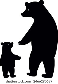 A silhouette illustration of a father bear and his son