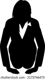 Silhouette illustration of a female businessman sitting on the ground