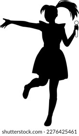 Silhouette illustration of a female idol singing