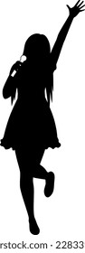 Silhouette illustration of a female idol singing