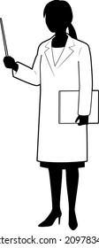 Silhouette Illustration Of A Female Scientist Presenting