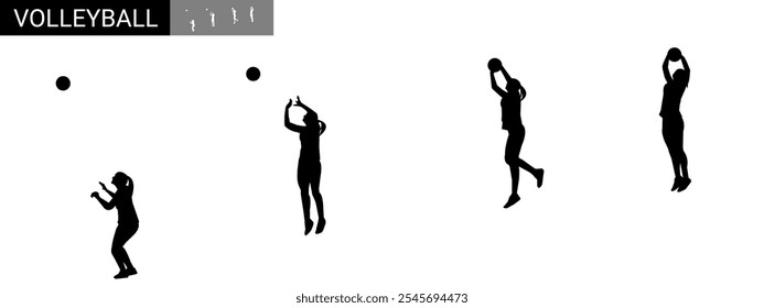 Ilustración de la silueta de la jugadora de voleibol. Fija el Vector. Posando mientras juegas voleibol.