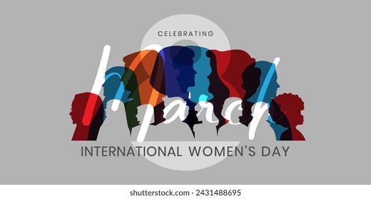 Silhouette illustration with feminist women Concept for international women's day, International Happy Women's Day - 8 March holiday background ,Vector illustration.