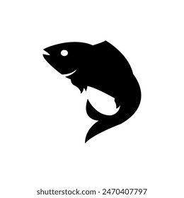 Silhouette illustration of a fish shape in water. Art graphic of a simple tuna fish drawing under sea water. Suitable for logo, aquarium, emblem, sport, restaurant, mascot, sticker, label, pet, sketch