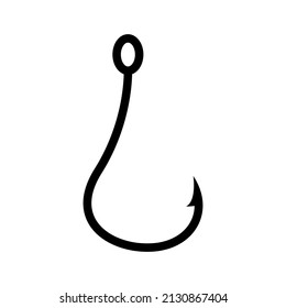 Silhouette illustration of fishing hook. vector icon isolated on white background