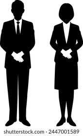 Silhouette illustration of funeral staff men and women