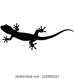 Silhouette illustration of a gecko (white background, vector, cut out)