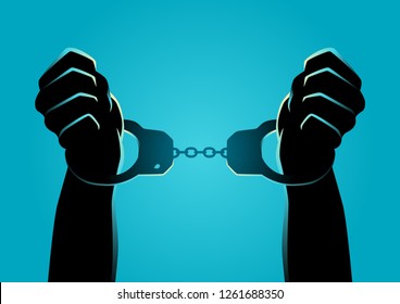 Silhouette illustration of hands in handcuffs